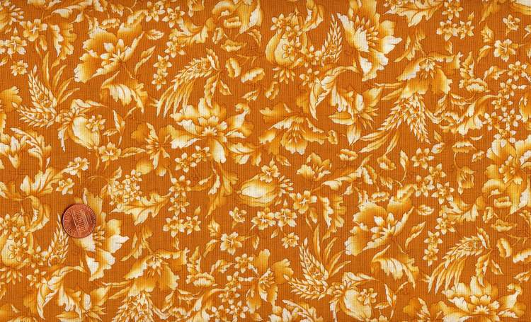 CLEARANCE   2YDS INSPIRED MUSTARD YELLOW FLORAL TOILE QUILT FABRIC
